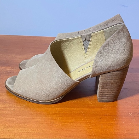 LUCKY BRAND 9M/40 Jexa open toe Tan suede Leather chunky heel sandals Mules - Picture 2 of 10